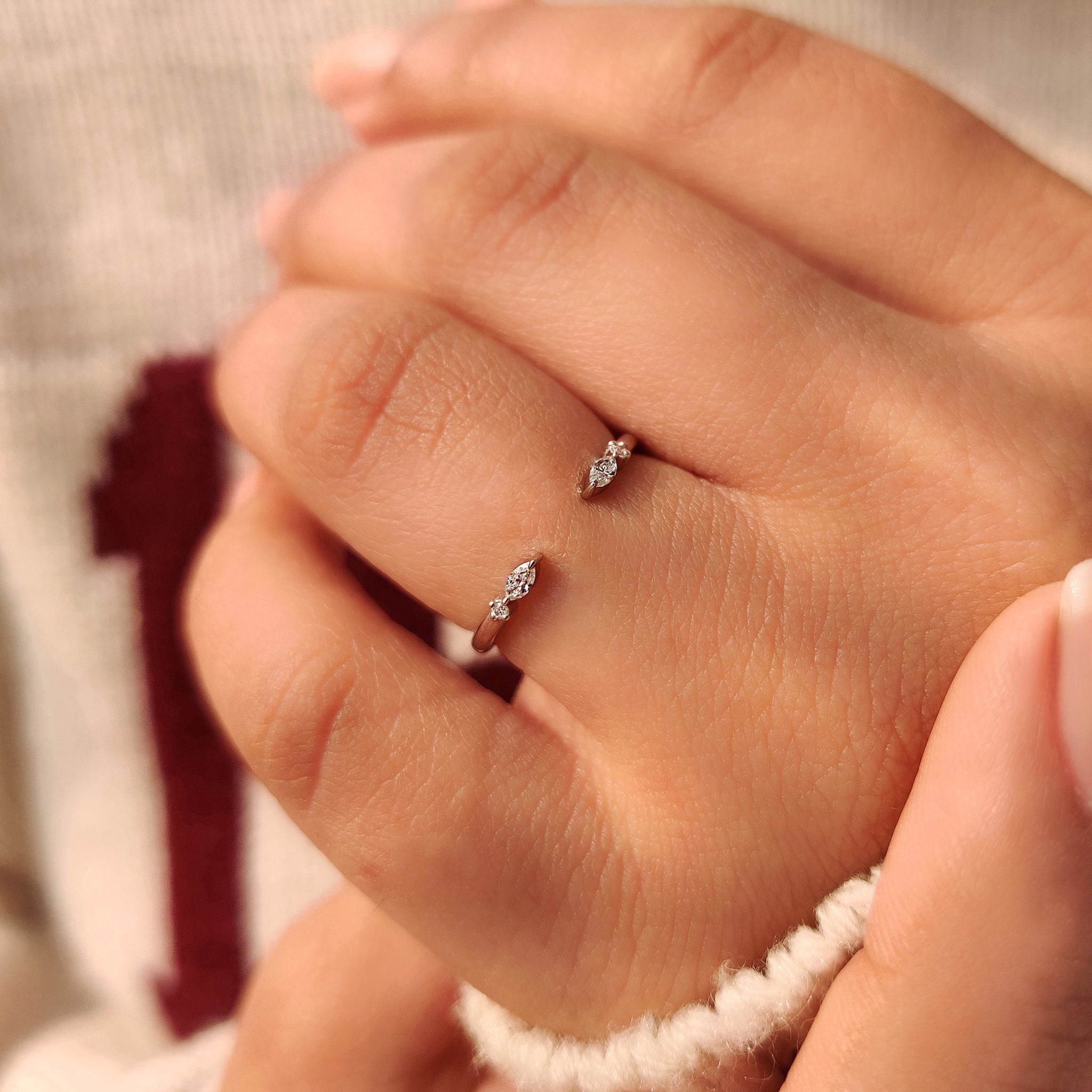 Marquise and Round Diamond Band in Open Gap Style