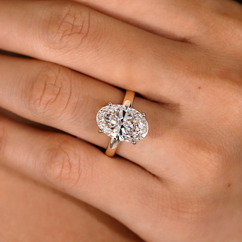 5 - 10 Carat Oval Cut Diamond Hidden Halo Engagement Ring