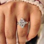 Three Stone Marquise Diamond Ring with Pear Side Diamond