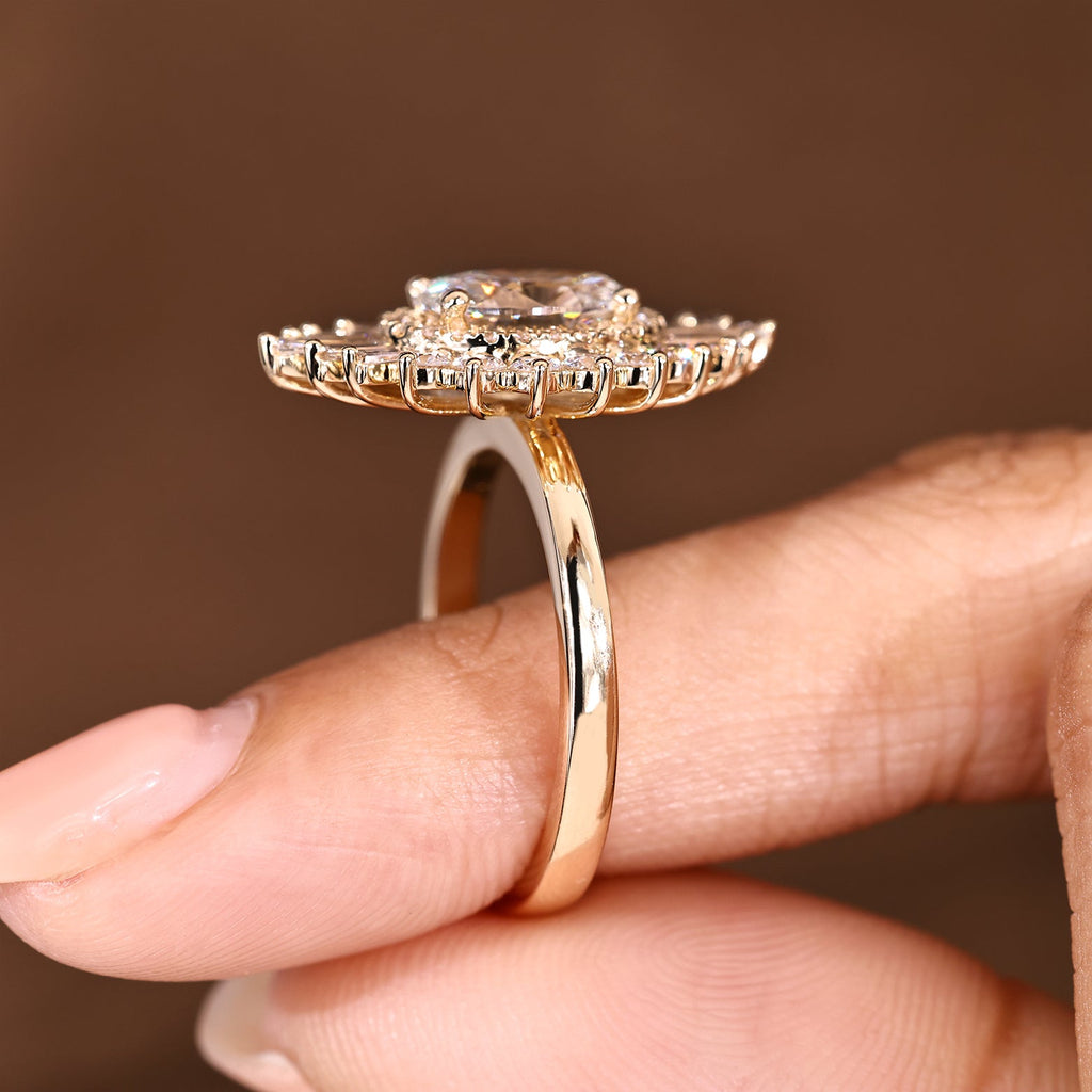 Oval Cut Engagement Ring In Double Halo Style