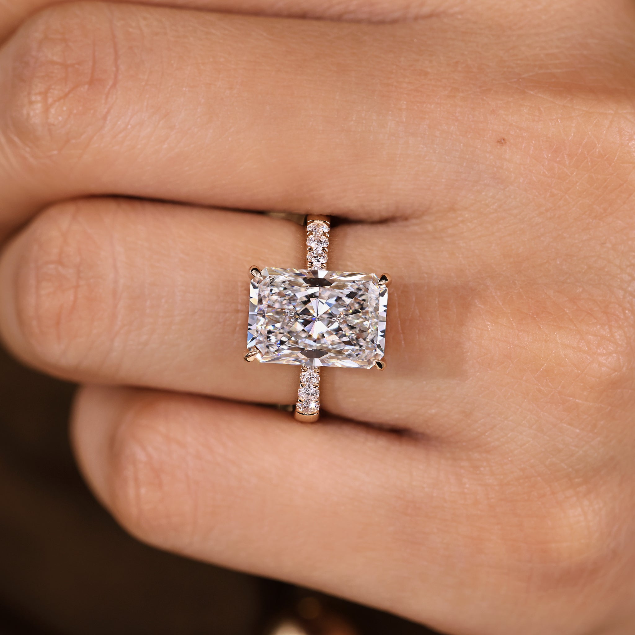 IGI Certified 5 Carat Radiant Cut Diamond Ring in Pave Setting