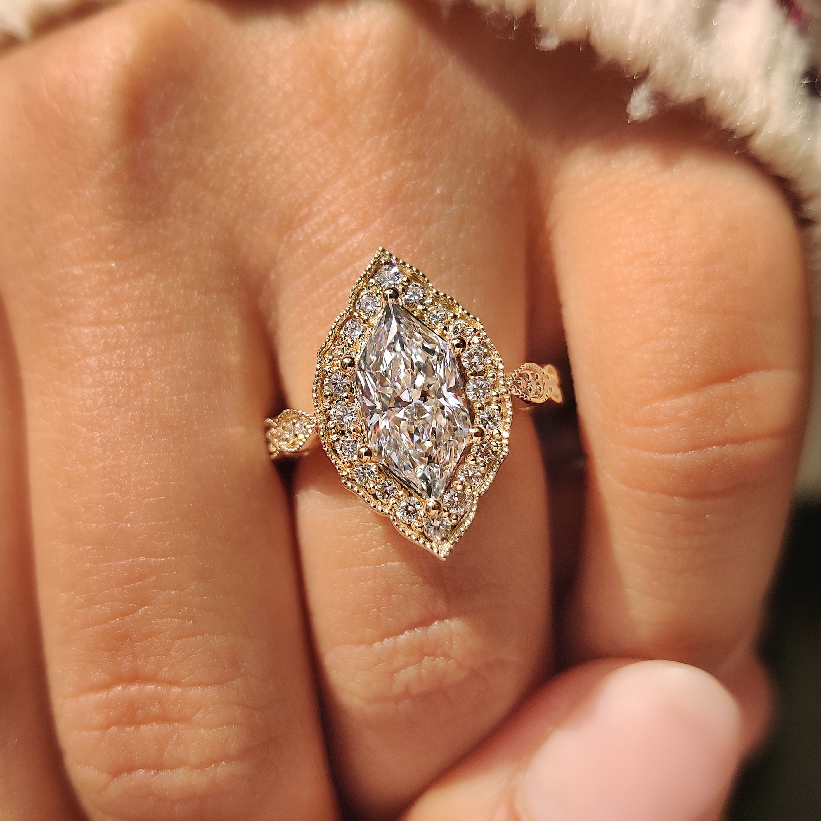 Dutch Marquise Engagement Ring in Vintage Style Secondary image