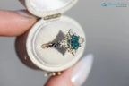 Galadriel with 7x5mm oval teal marquise cut lab grown engagement ring DisneyValley