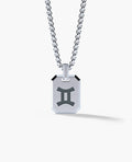 GEMINI MINI ZODIAC Dog Tag Silver Pendant