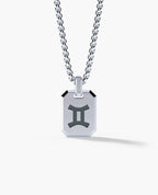 GEMINI MINI ZODIAC Dog Tag Silver Pendant