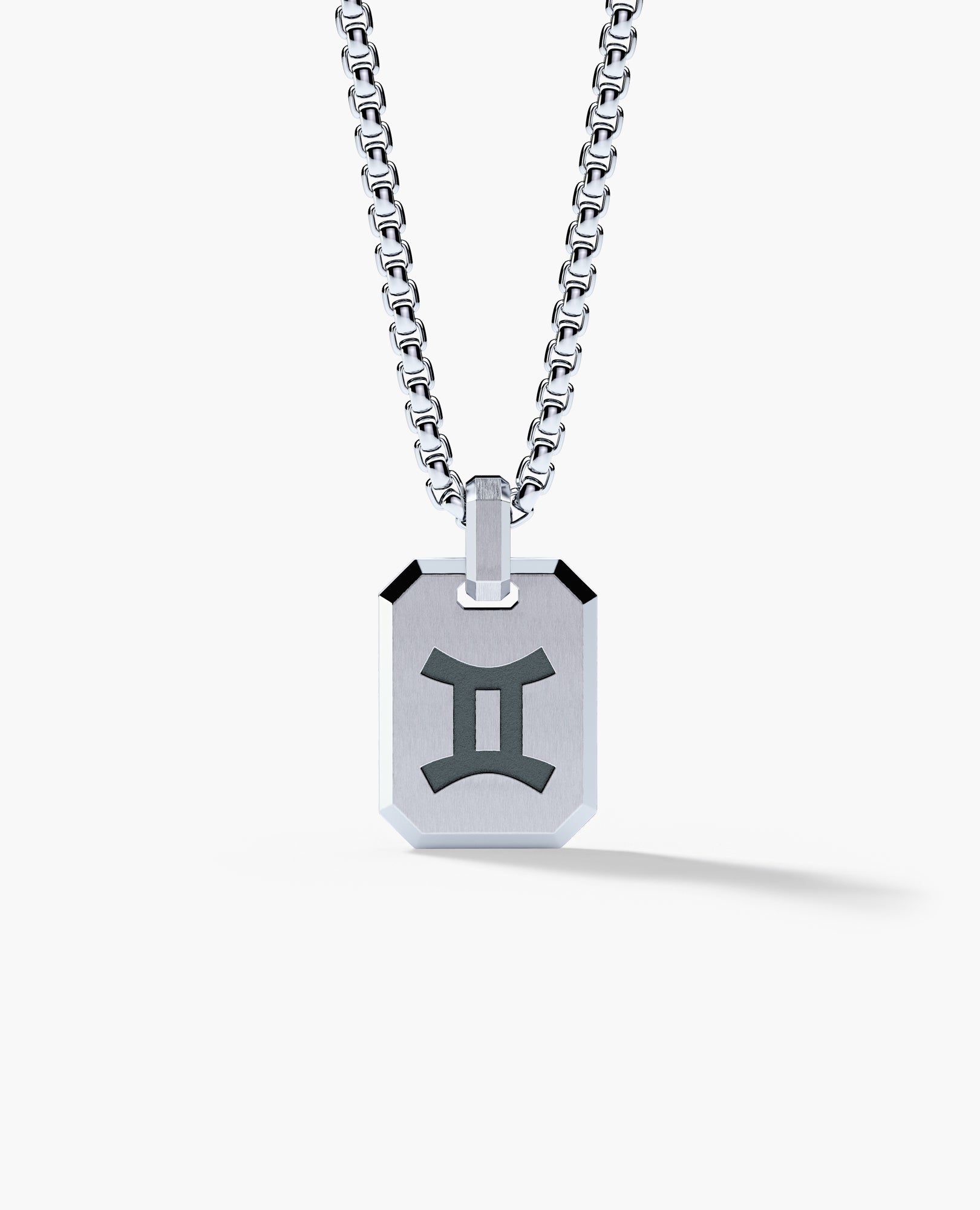 GEMINI MINI ZODIAC Dog Tag Silver Pendant