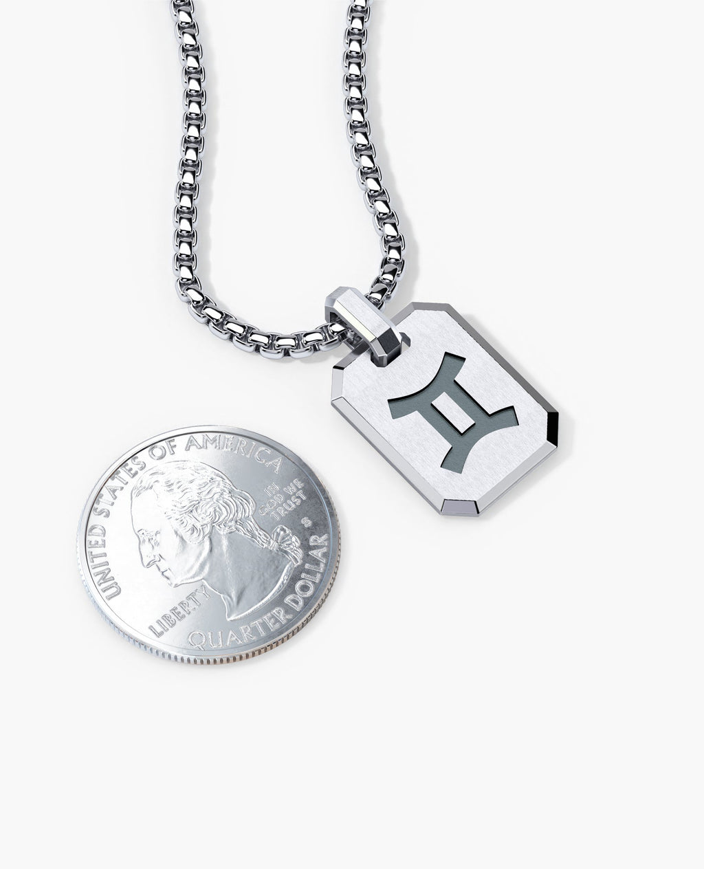 GEMINI MINI ZODIAC Dog Tag Silver Pendant