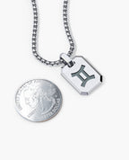 GEMINI MINI ZODIAC Dog Tag Silver Pendant