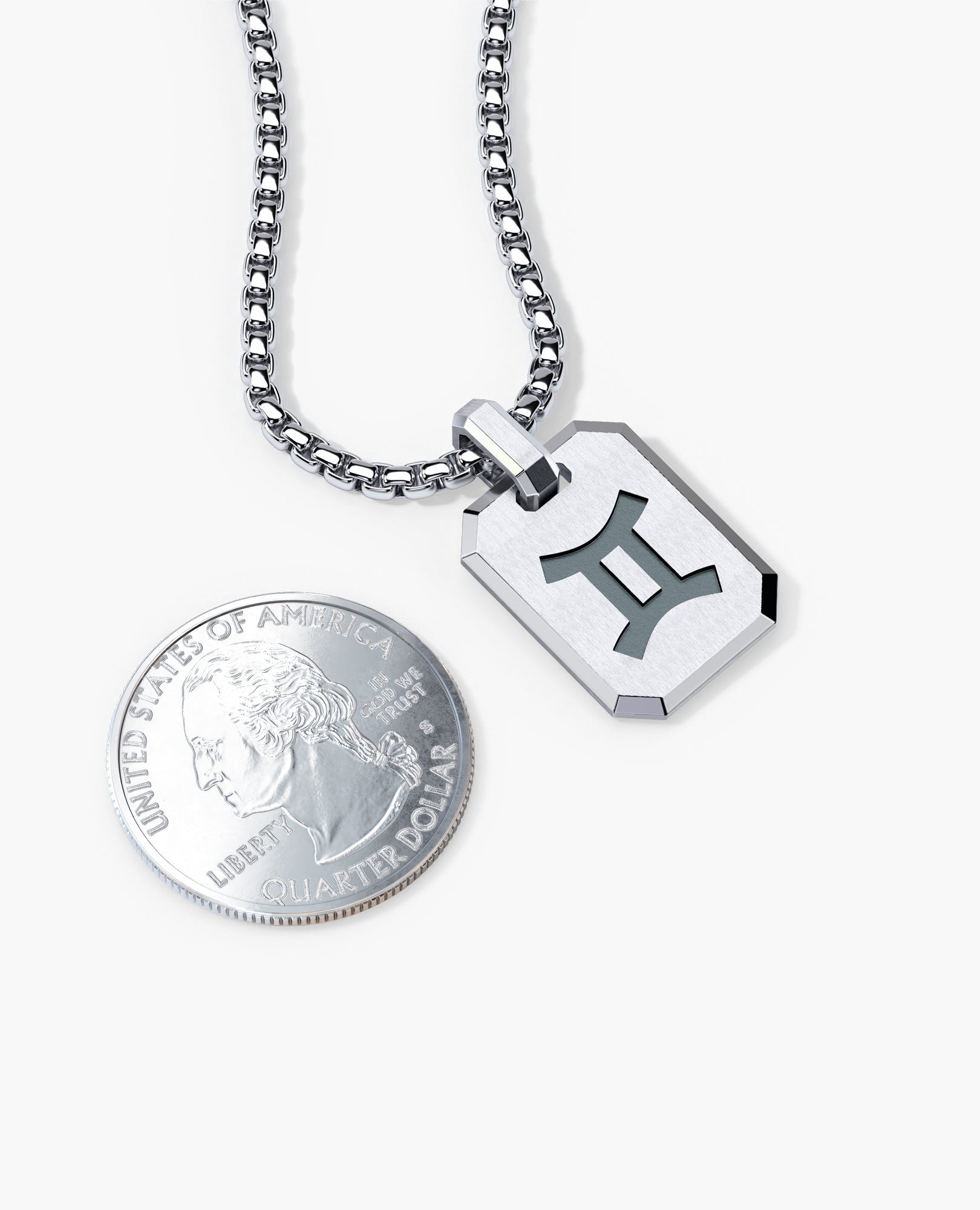 GEMINI MINI ZODIAC Dog Tag Silver Pendant