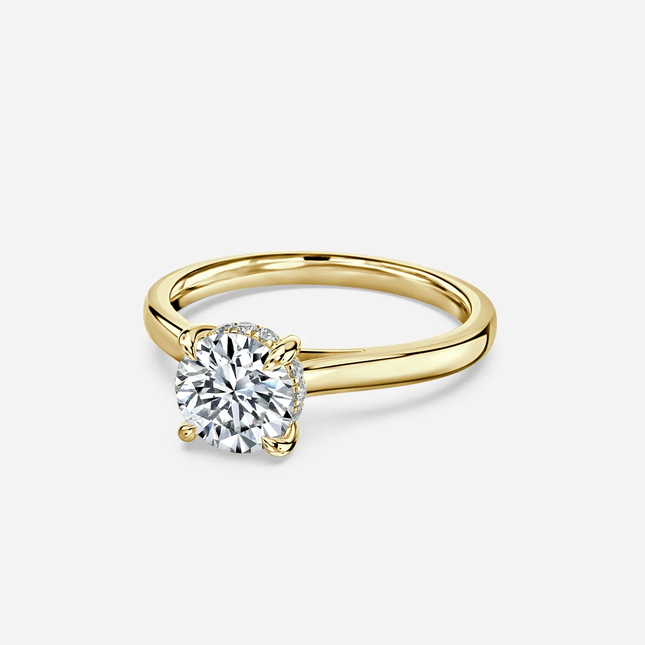 1.70 CT Round Moissanite Hidden Halo Engagement Ring