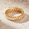 Gold Baguette Lab Grown Diamond Eternity Band | Minimalist Stacking Wedding Band - DisneyValley