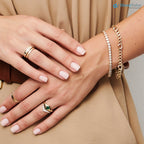 Gold Bezel Setting Emerald Cut Natural Diamond Tennis Bracelet - DisneyValley