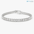 Gold Bezel Setting Emerald Cut Natural Diamond Tennis Bracelet - DisneyValley