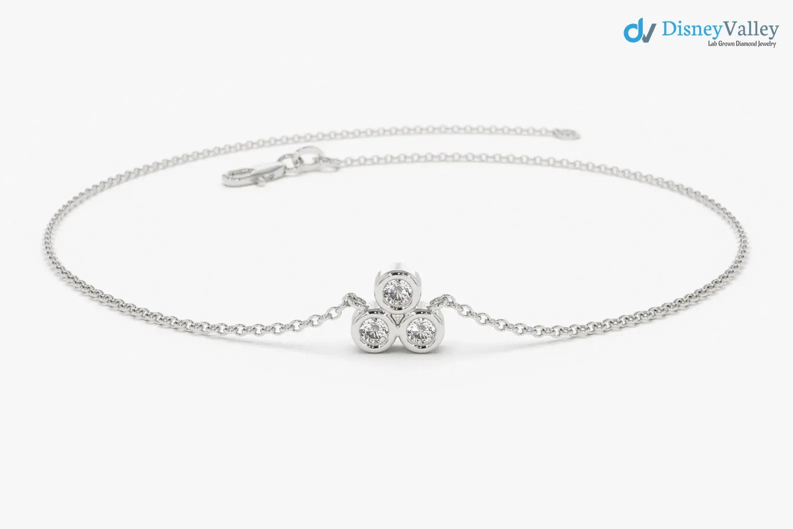 Gold Bezel Setting lab grown Diamond Bracelet Gift for Her - DisneyValley