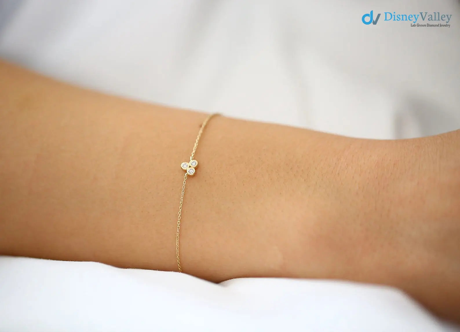 Gold Bezel Setting lab grown Diamond Bracelet Gift for Her - DisneyValley