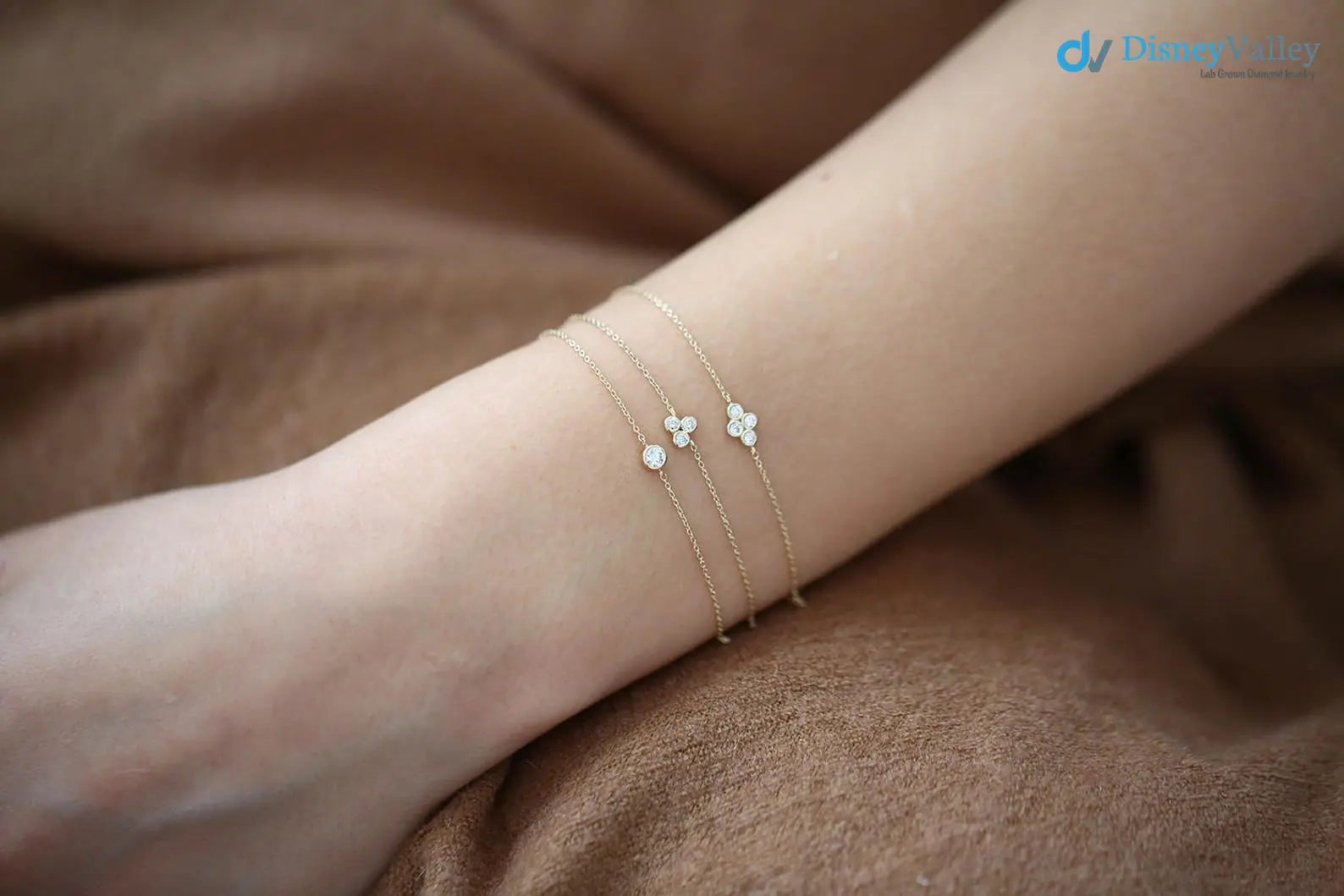 Gold Bezel Setting lab grown Diamond Bracelet Gift for Her - DisneyValley