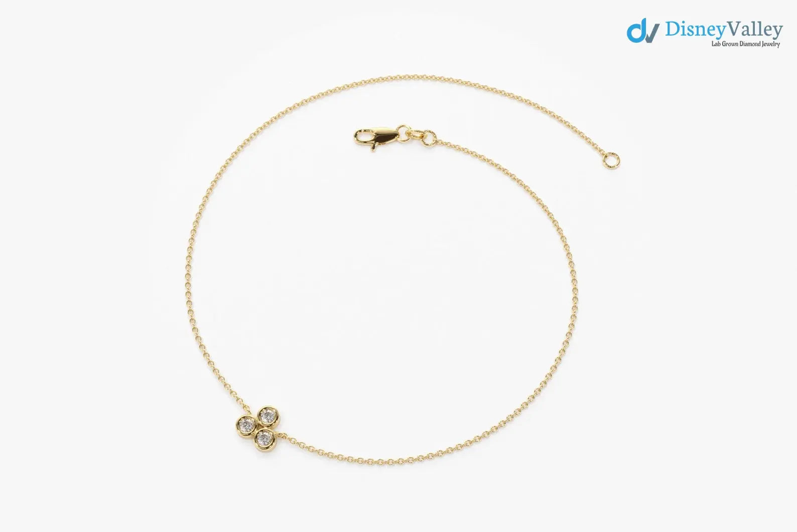 Gold Bezel Setting lab grown Diamond Bracelet Gift for Her - DisneyValley