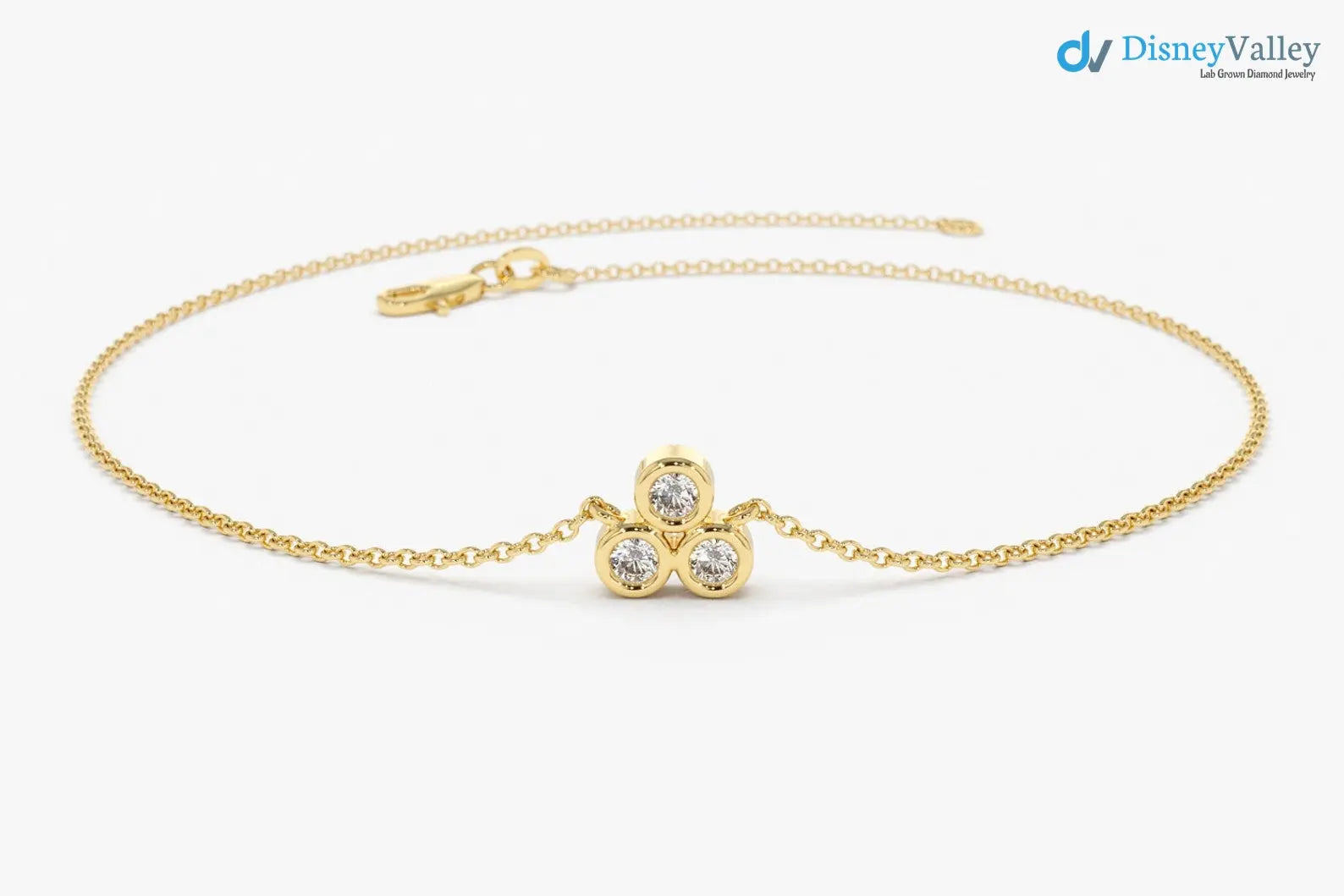 Gold Bezel Setting lab grown Diamond Bracelet Gift for Her - DisneyValley