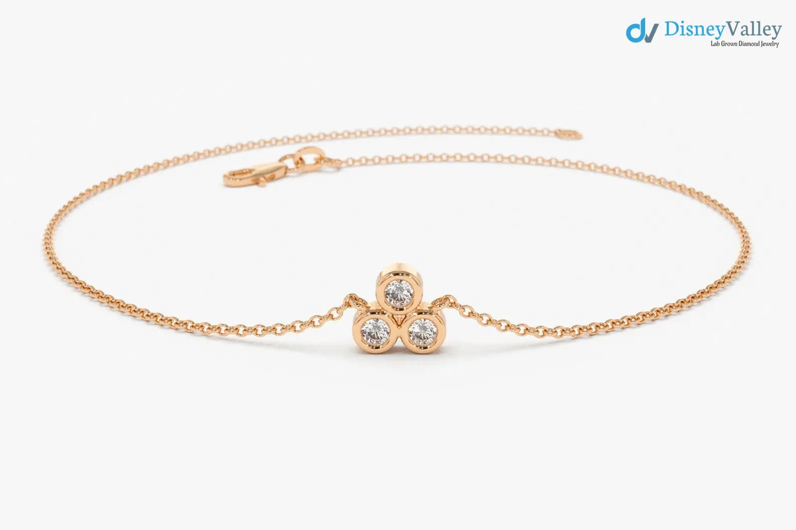 Gold Bezel Setting lab grown Diamond Bracelet Gift for Her - DisneyValley