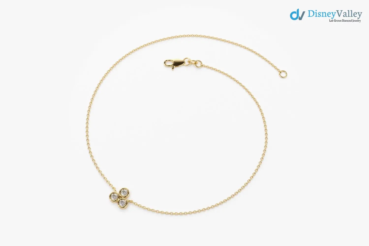 Gold Bezel Setting lab grown Diamond Bracelet Gift for Her - DisneyValley