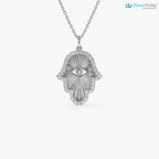 Gold Diamond Hamsa & Evil Eye Hand of Fatima Necklace DisneyValley