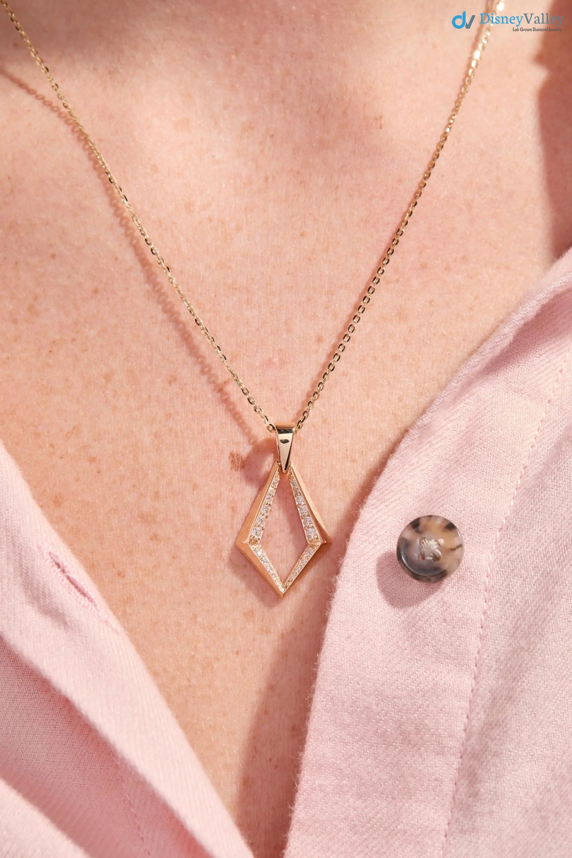 Gold Diamond Necklace Lab Grown Diamond Geometric Gold Necklace DisneyValley Main image