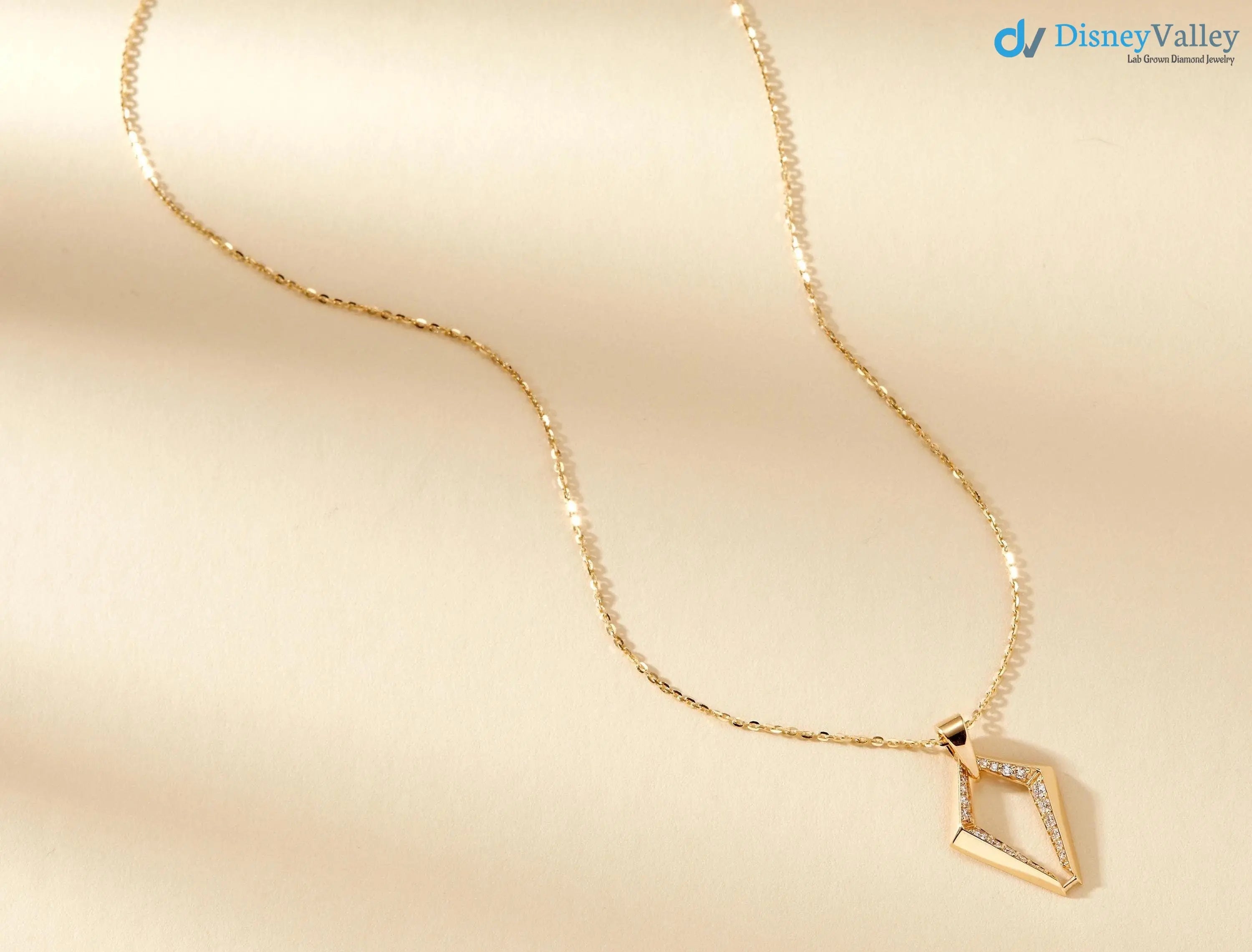 Gold Diamond Necklace Lab Grown Diamond Geometric Gold Necklace DisneyValley