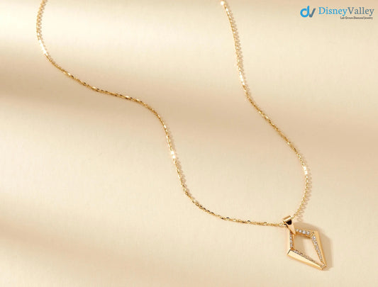 Gold Diamond Necklace Lab Grown Diamond Geometric Gold Necklace DisneyValley