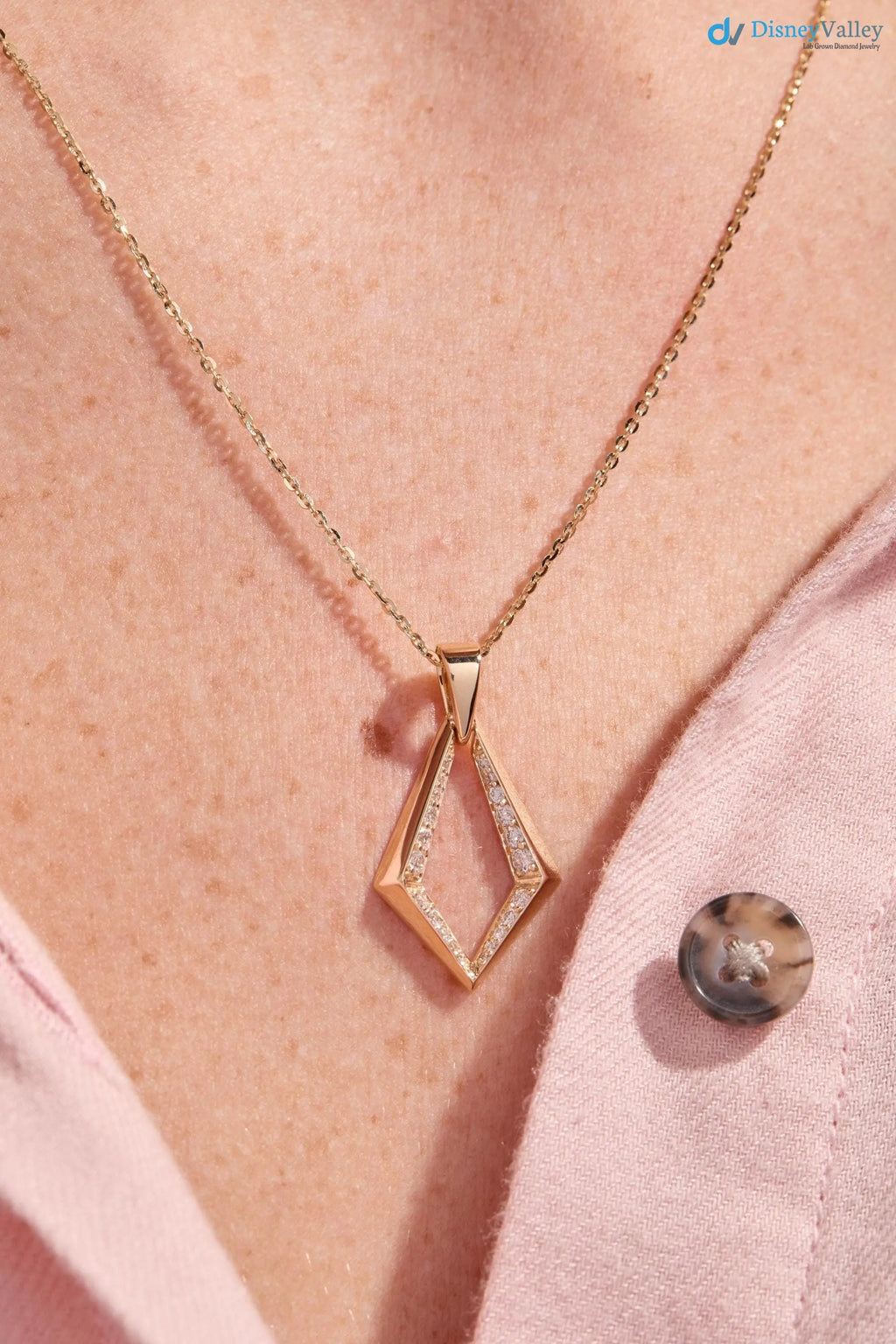 Gold Diamond Necklace Lab Grown Diamond Geometric Gold Necklace DisneyValley