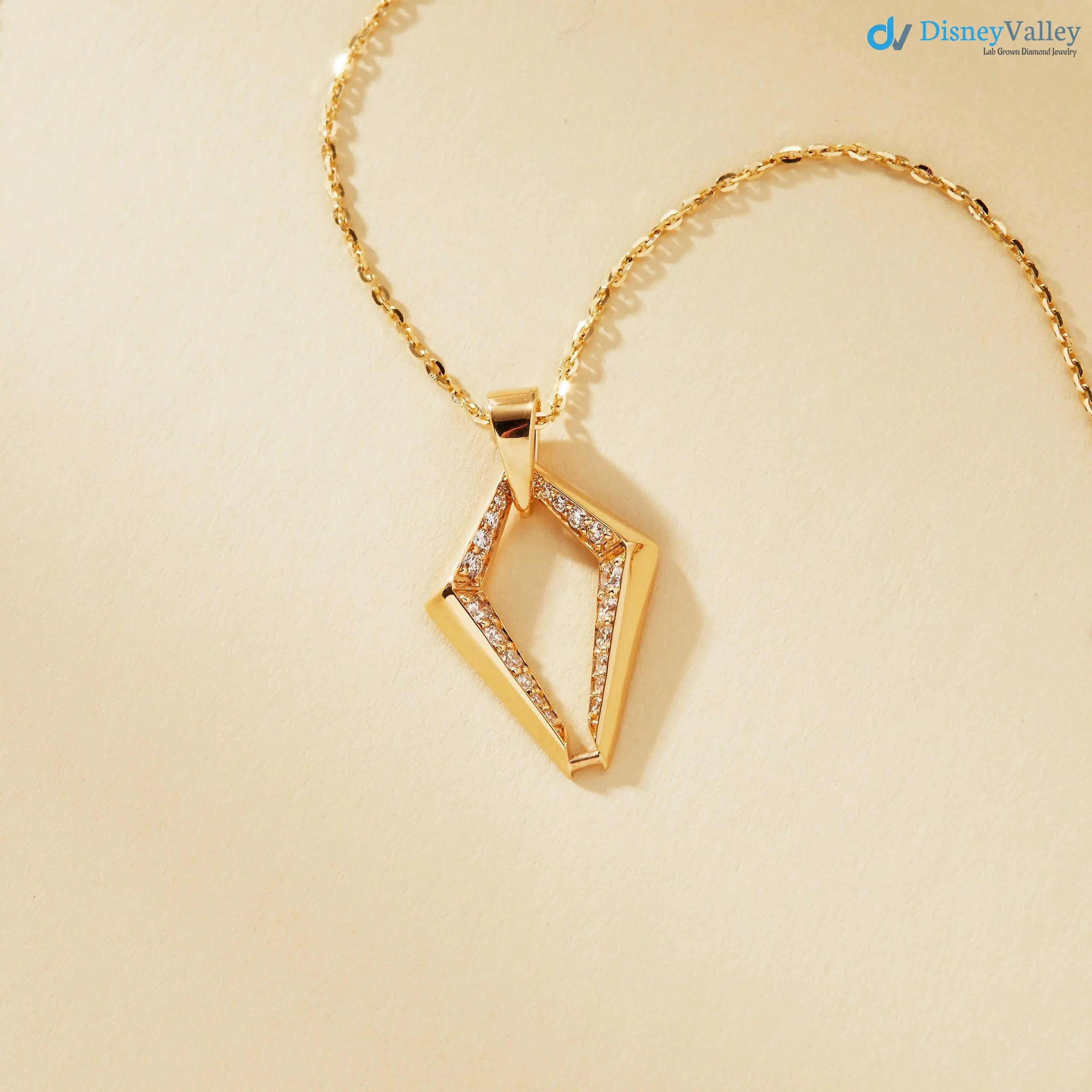 Gold Diamond Necklace Lab Grown Diamond Geometric Gold Necklace DisneyValley