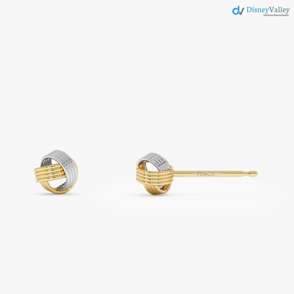 Gold Knot Stud Two-Tone Gold Interwoven Knot Earrings - DisneyValley