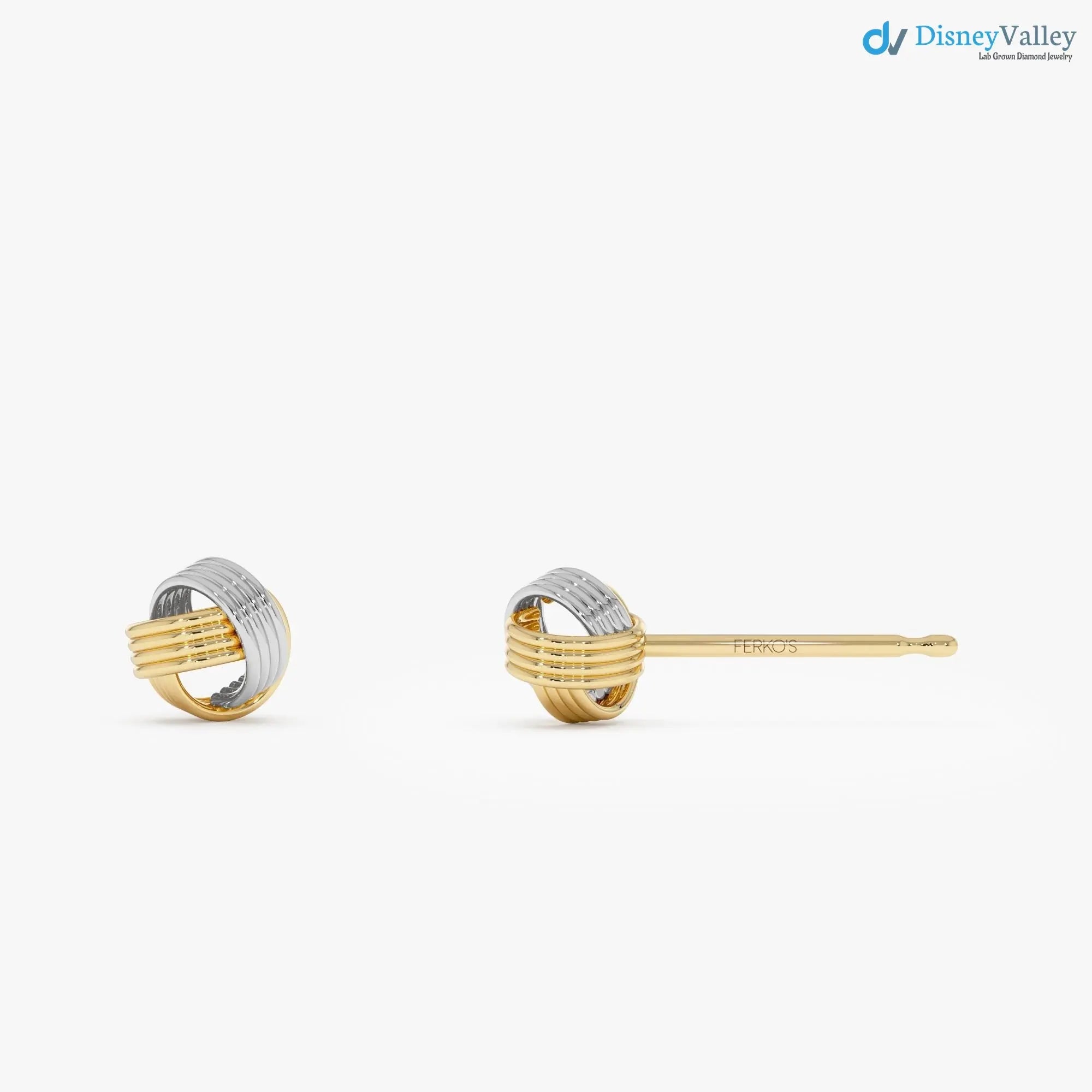 Gold Knot Stud Two-Tone Gold Interwoven Knot Earrings - DisneyValley