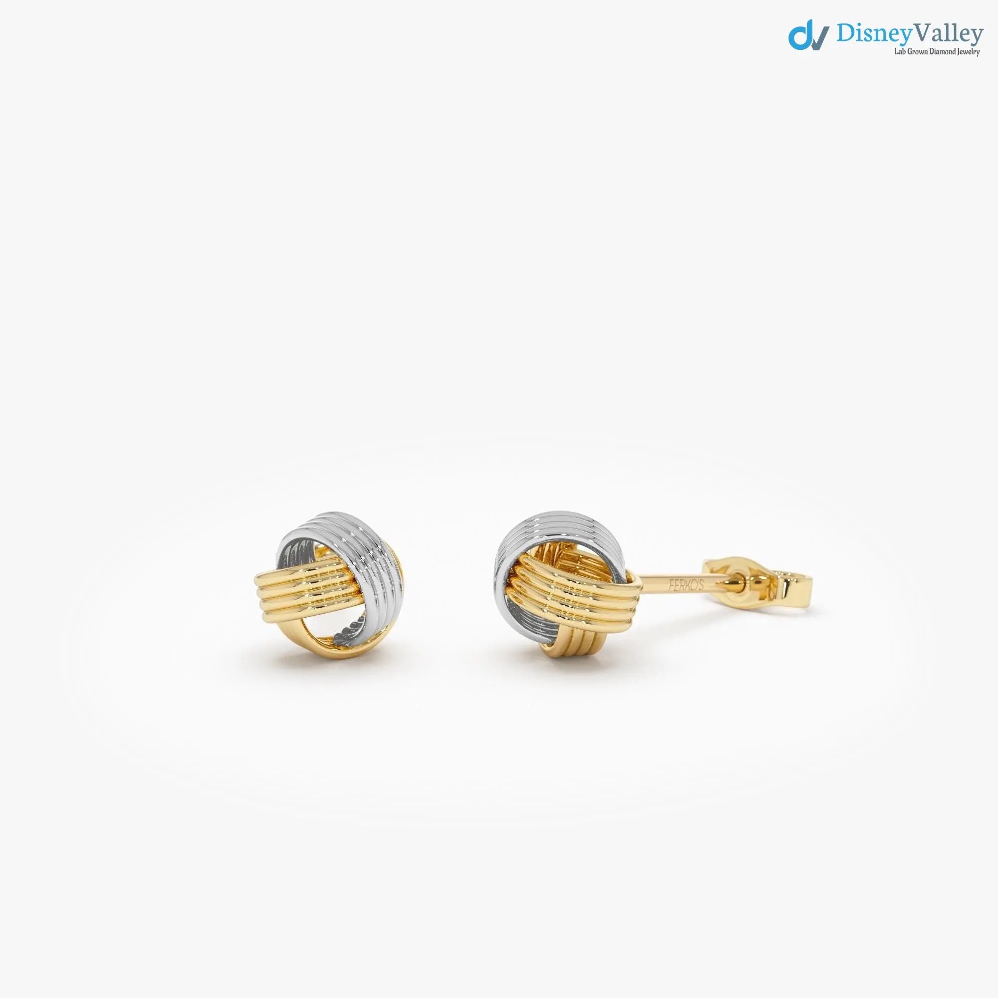 Gold Knot Stud Two-Tone Gold Interwoven Knot Earrings - DisneyValley