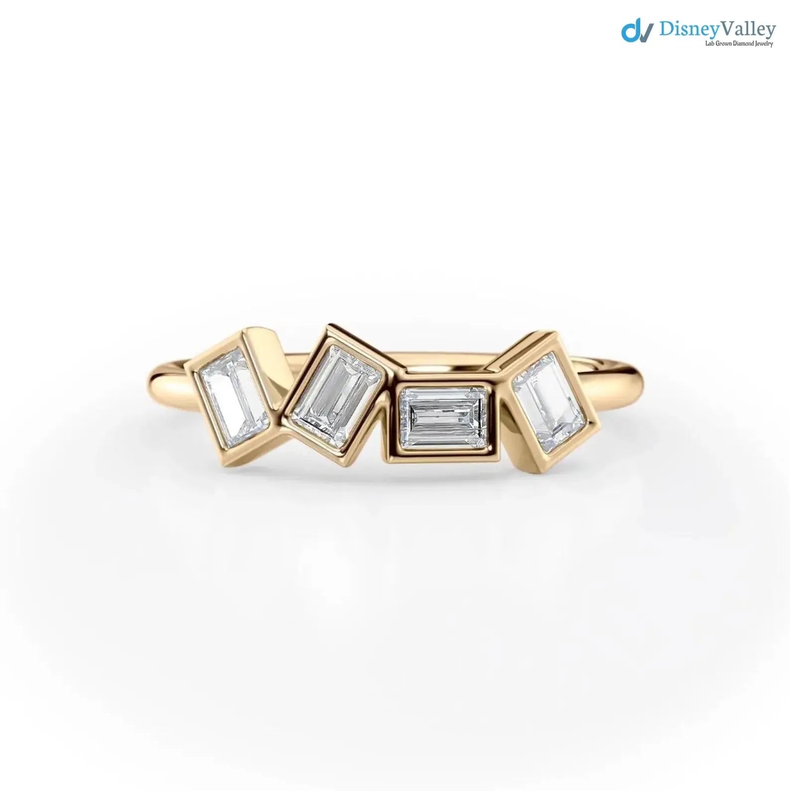 Gold Lab Diamond Stackable Ring emerald Modern Minimalist Ring DisneyValley Main image