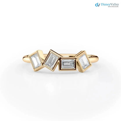 Gold Lab Diamond Stackable Ring emerald Modern Minimalist Ring DisneyValley