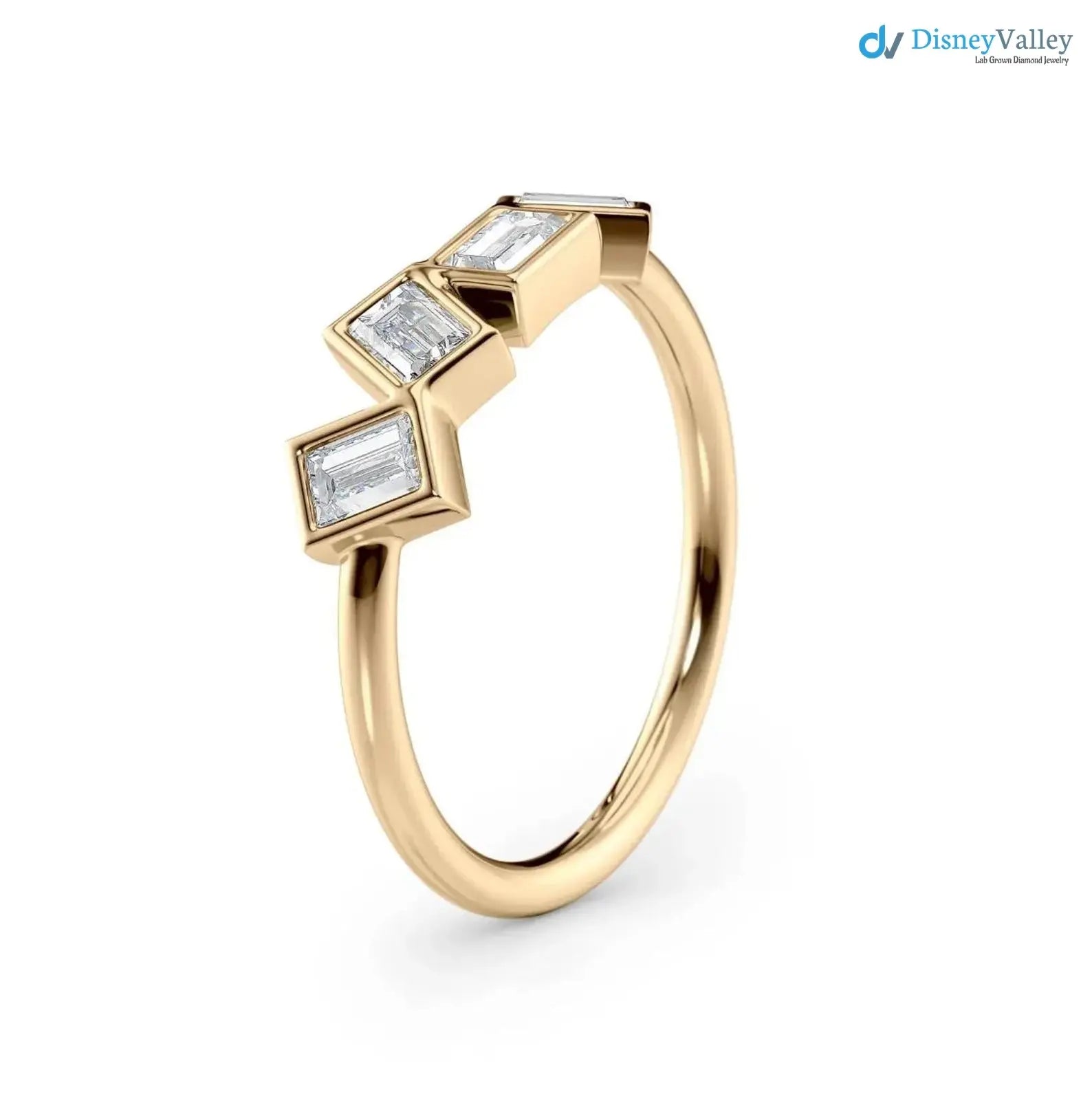 Gold Lab Diamond Stackable Ring emerald Modern Minimalist Ring Secondary image