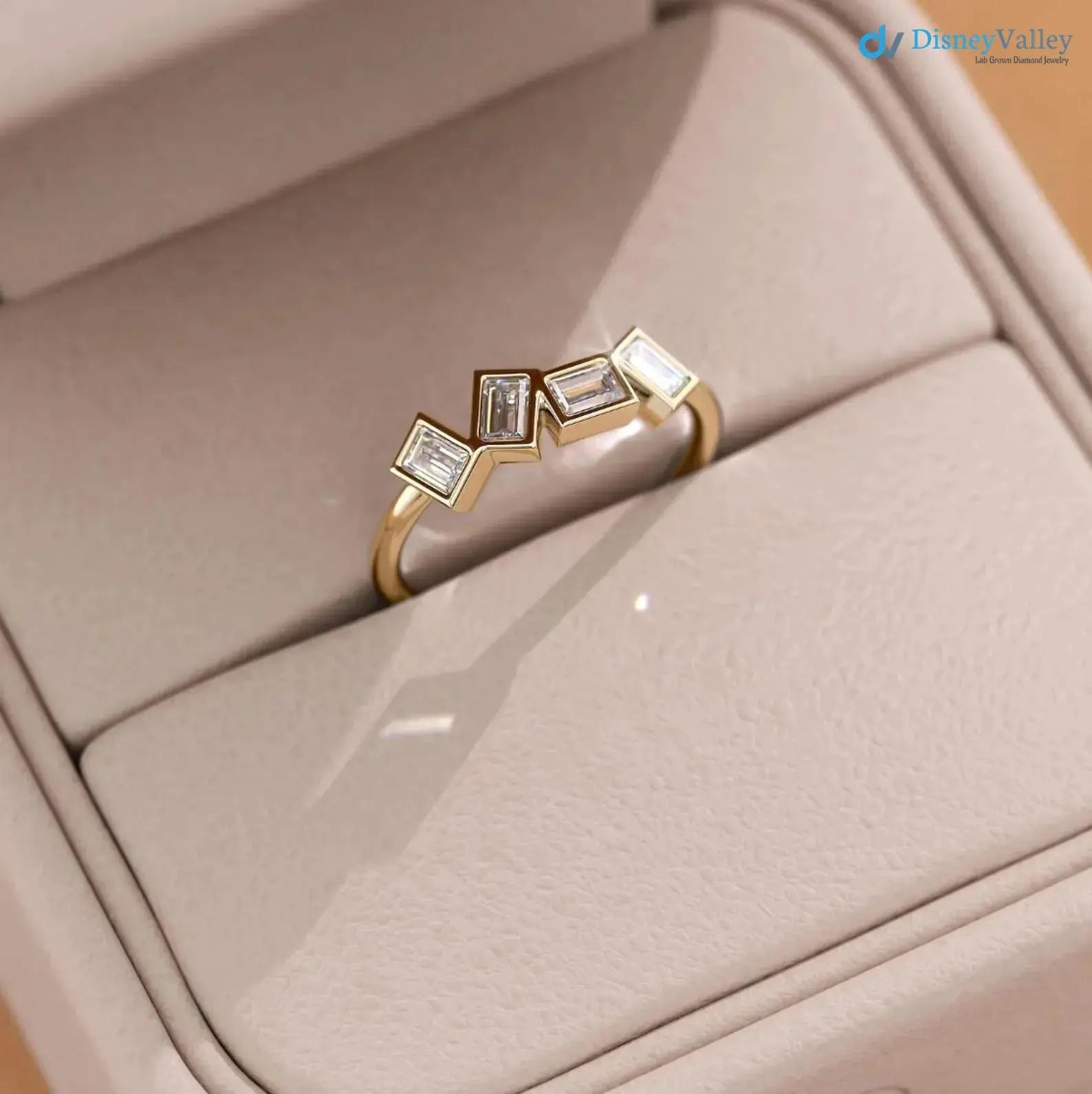 Gold Lab Diamond Stackable Ring emerald Modern Minimalist Ring DisneyValley