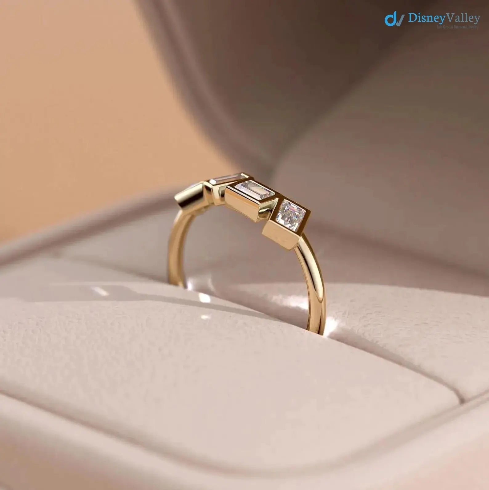 Gold Lab Diamond Stackable Ring emerald Modern Minimalist Ring DisneyValley