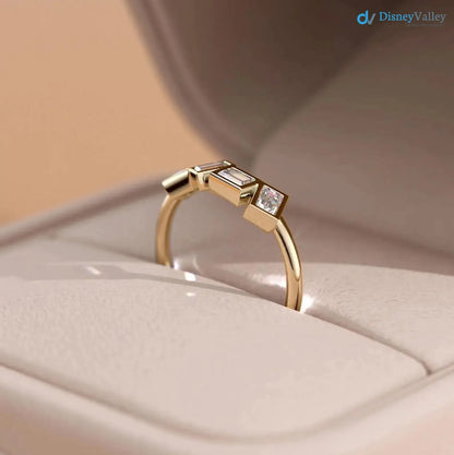 Gold Lab Diamond Stackable Ring emerald Modern Minimalist Ring DisneyValley