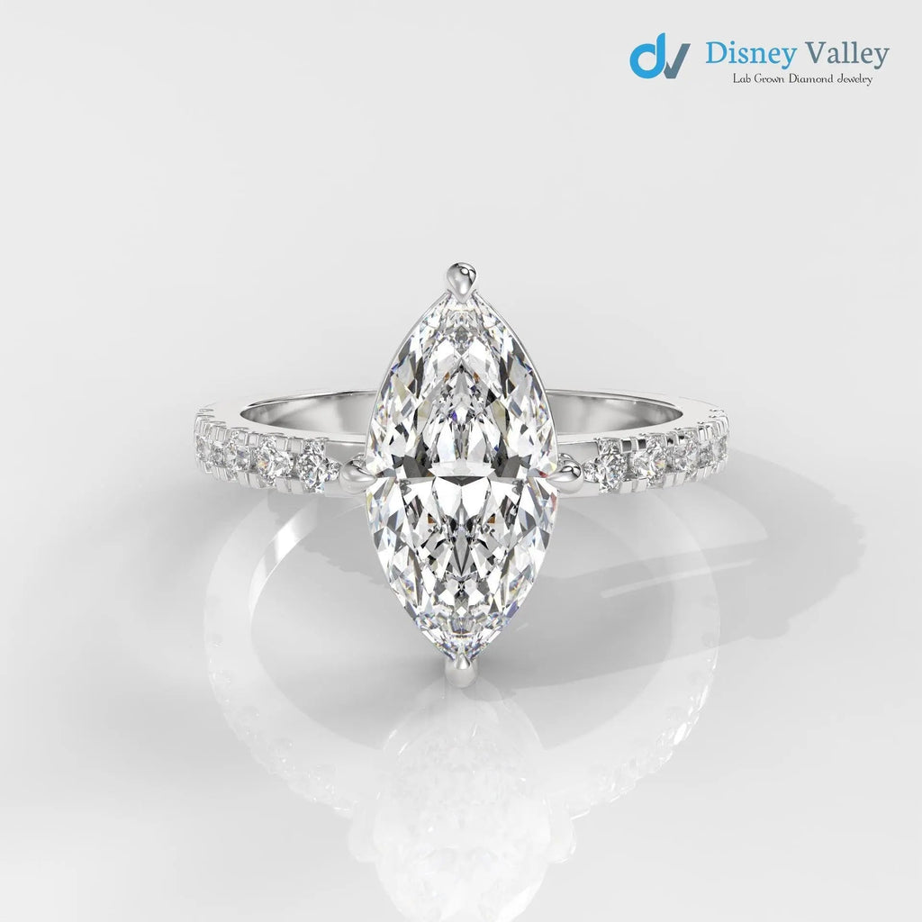 Gold Marquise Brilliant IGI Certified Lab Grown Diamond Engagement Ring - DisneyValley