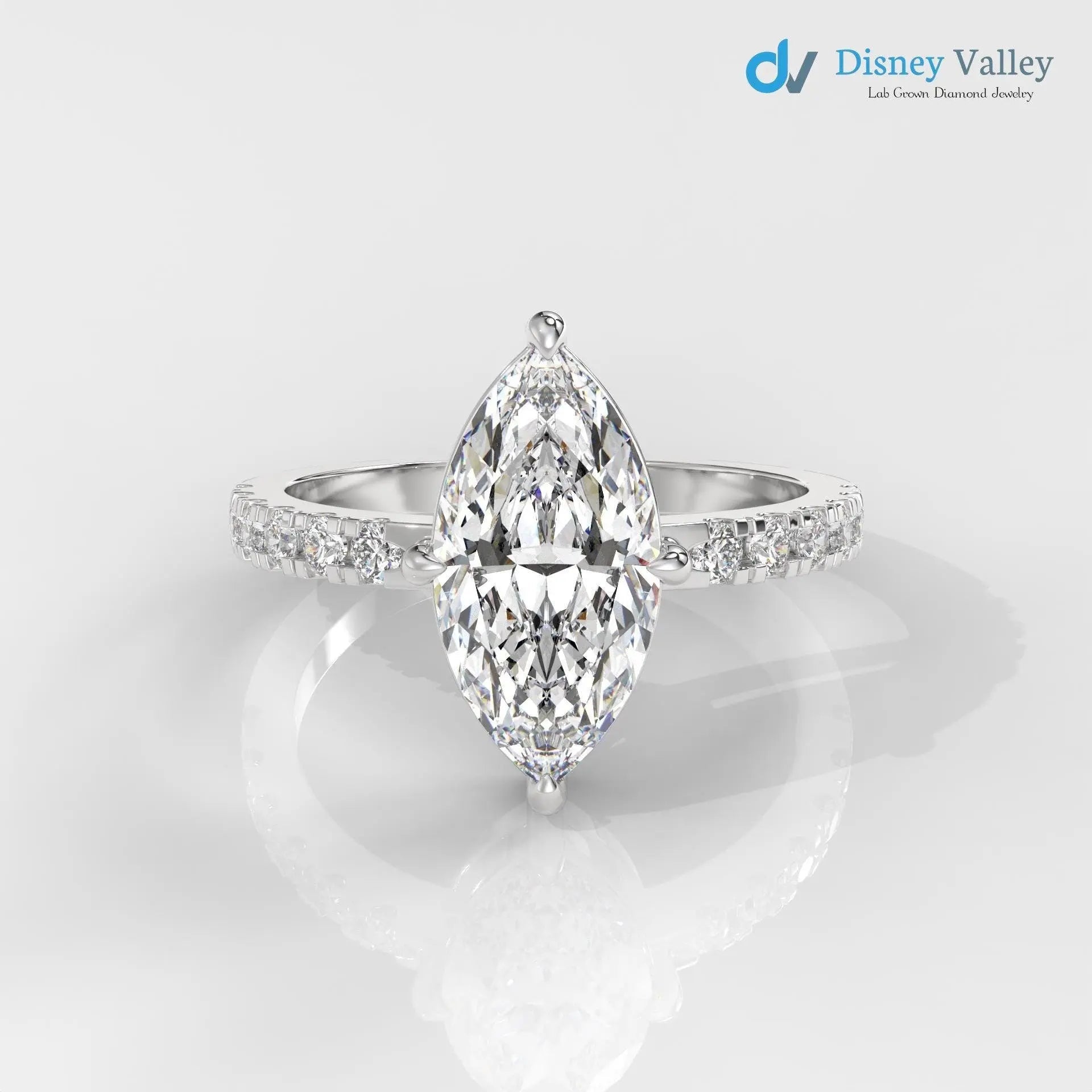 Gold Marquise Brilliant IGI Certified Lab Grown Diamond Engagement Ring - DisneyValley