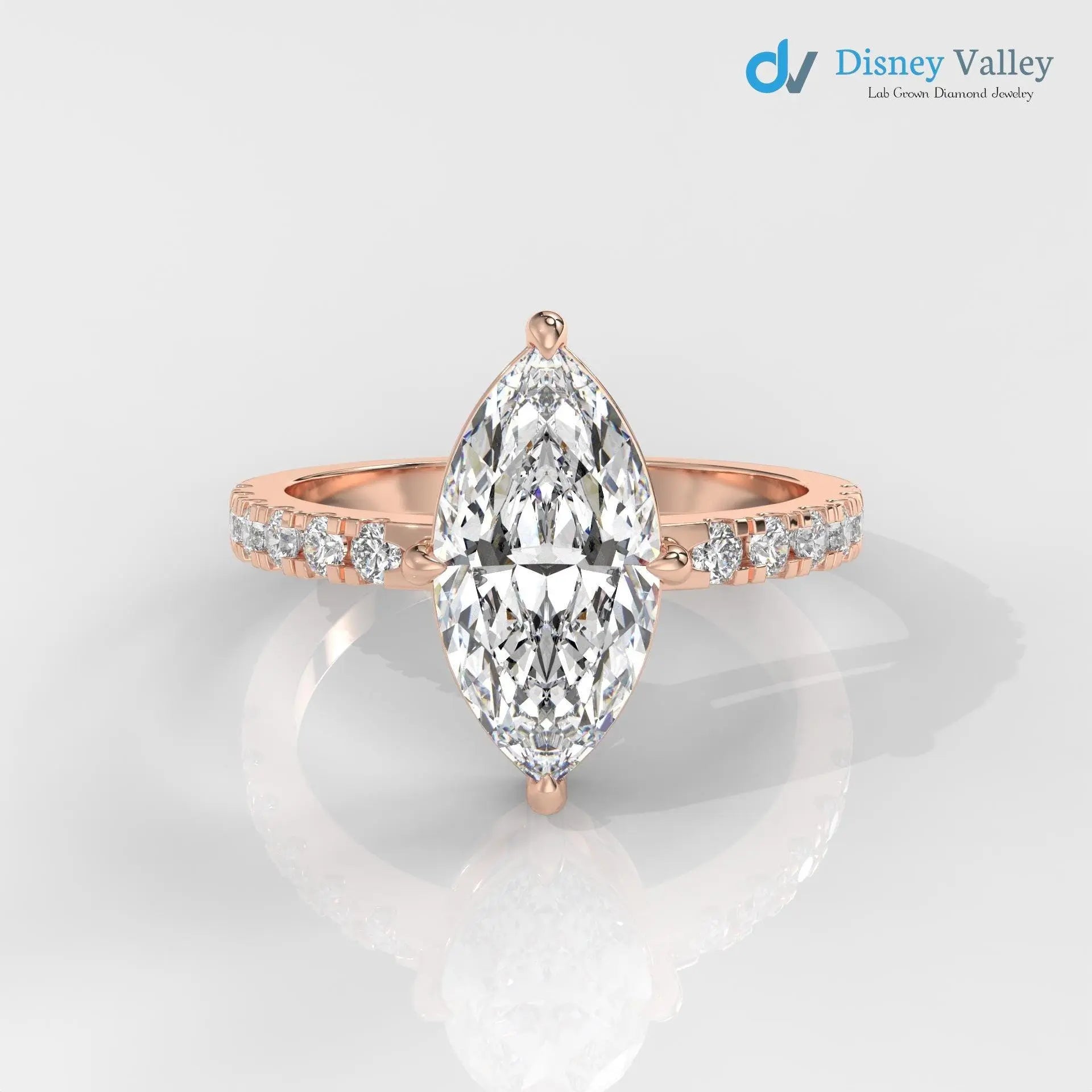 Gold Marquise Brilliant IGI Certified Lab Grown Diamond Engagement Ring - DisneyValley