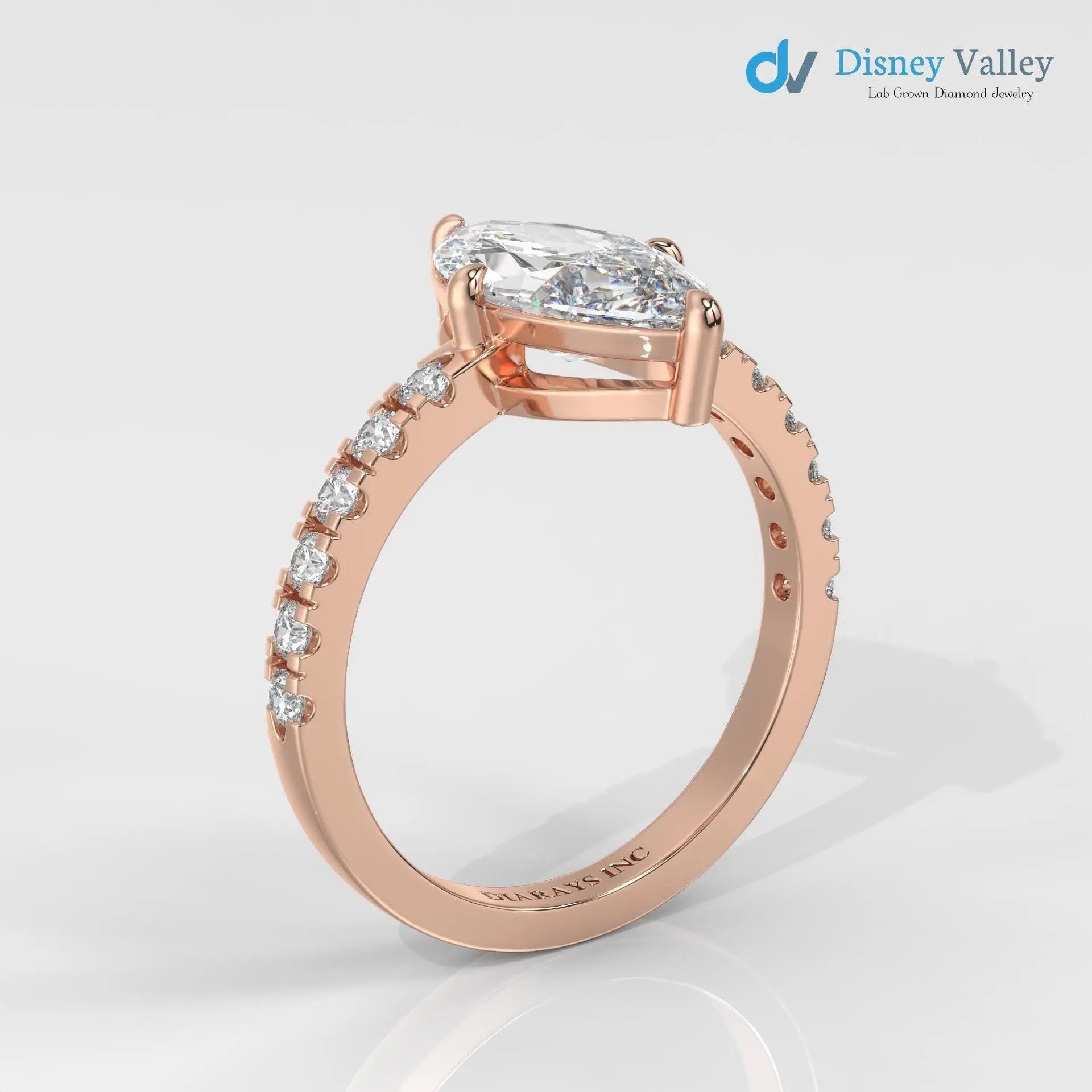 Gold Marquise Brilliant IGI Certified Lab Grown Diamond Engagement Ring - DisneyValley
