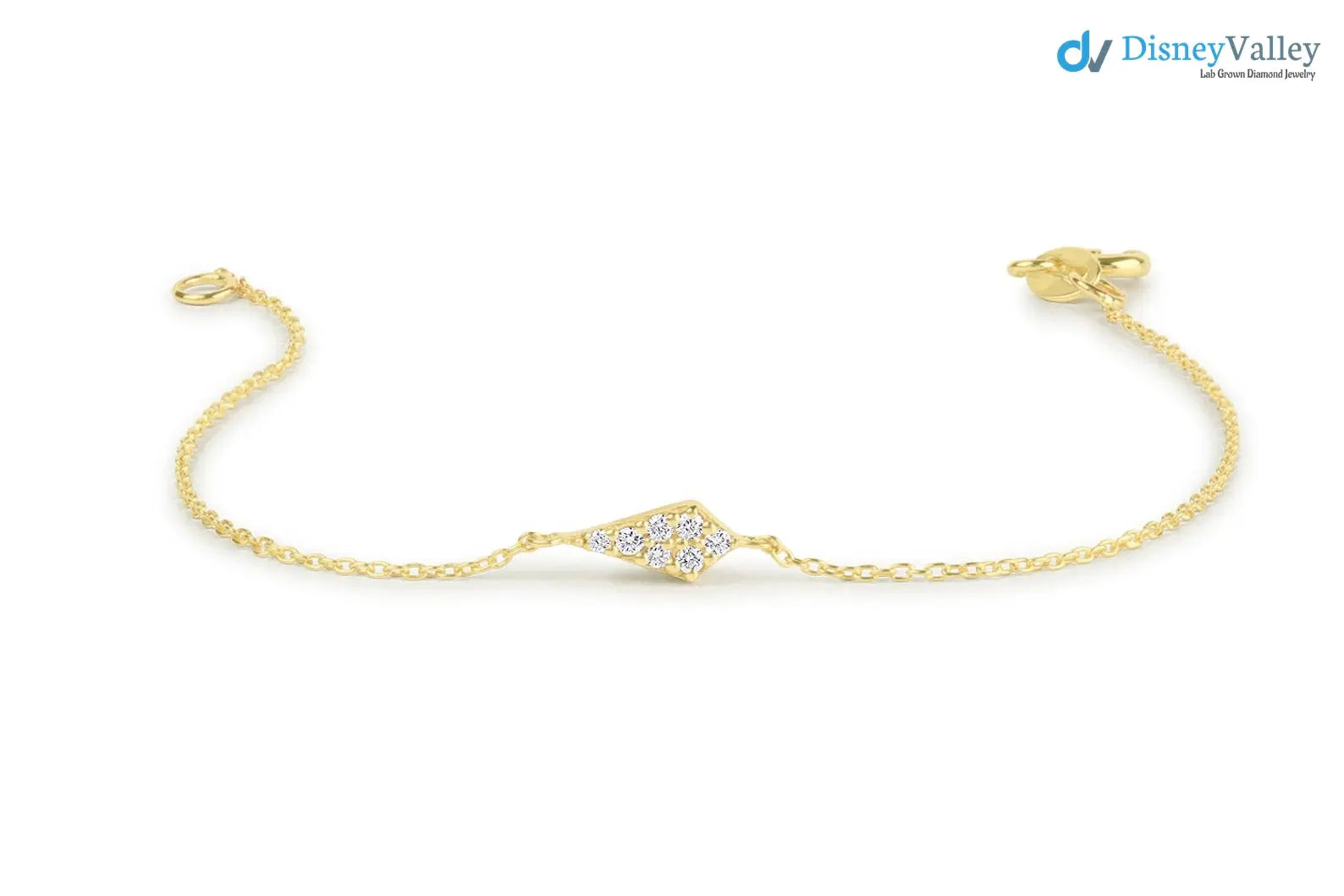 Gold Pave Dainty round lab grown Diamond Bracelet - DisneyValley