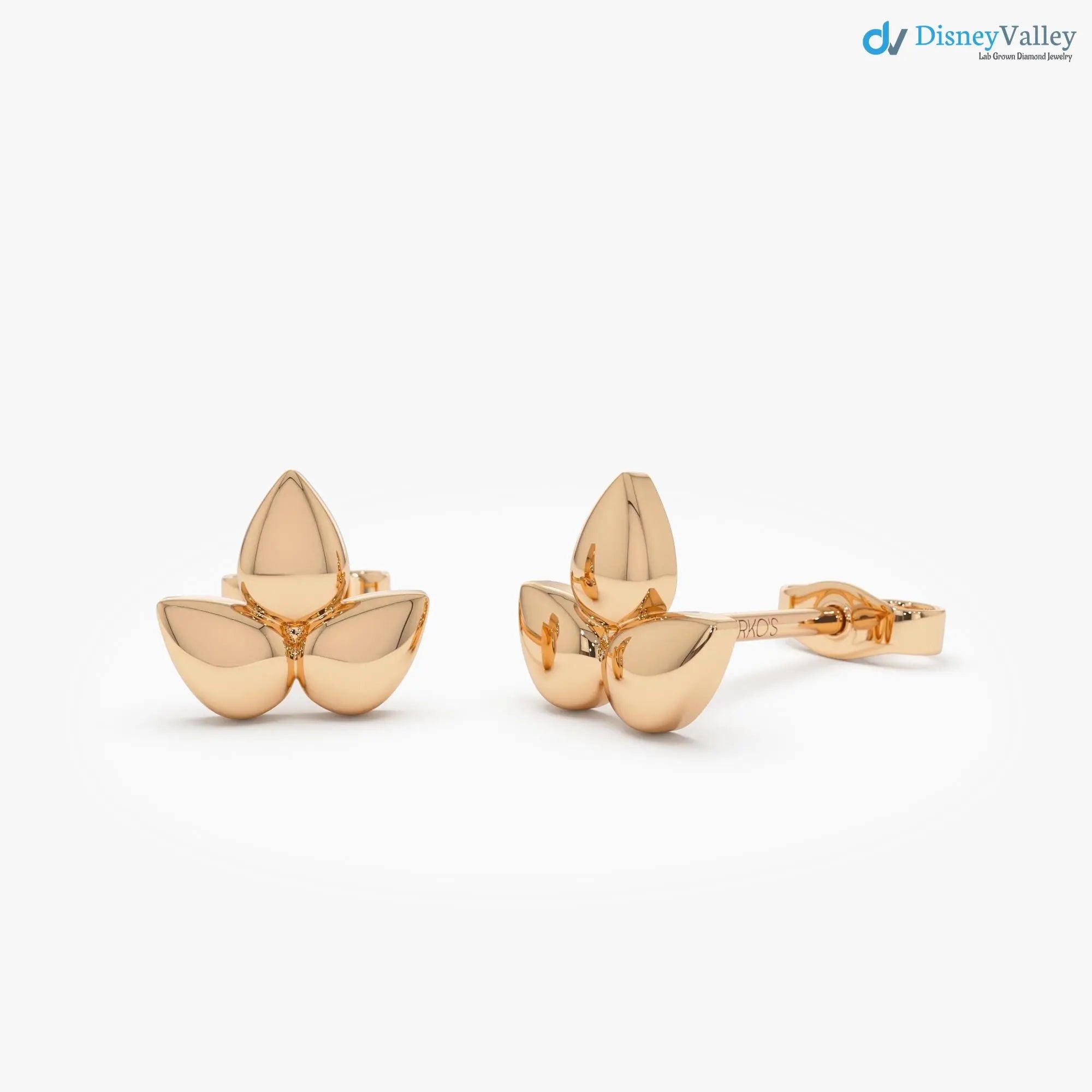 Gold Triple Teardrop Stud Minimalist Trio Dainty Petal Stud Earrings - DisneyValley Main image