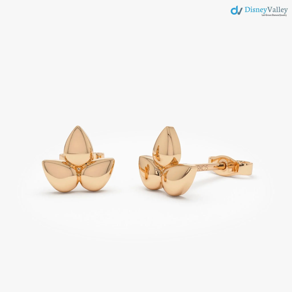 Gold Triple Teardrop Stud Minimalist Trio Dainty Petal Stud Earrings - DisneyValley