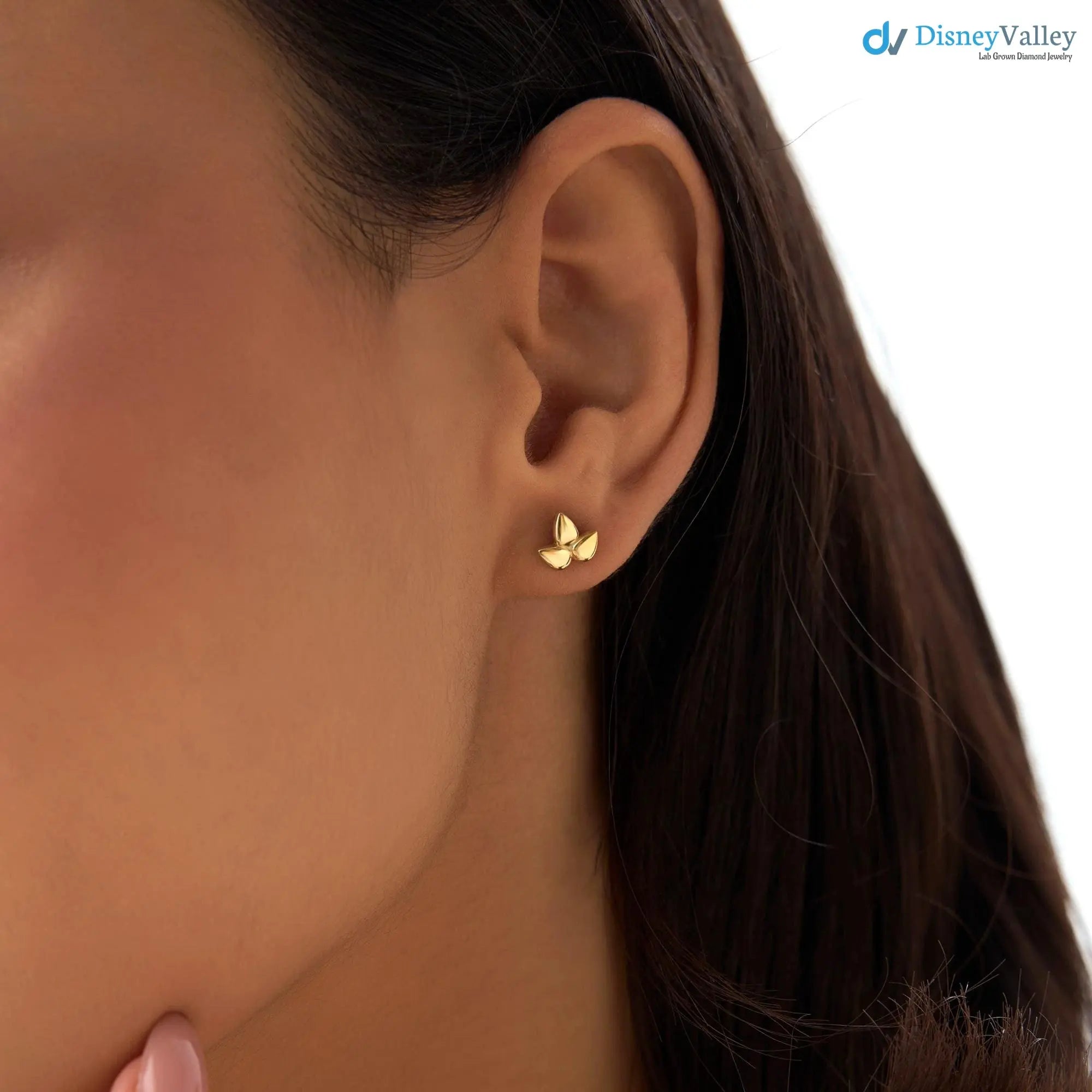 Gold Triple Teardrop Stud Minimalist Trio Dainty Petal Stud Earrings Secondary image