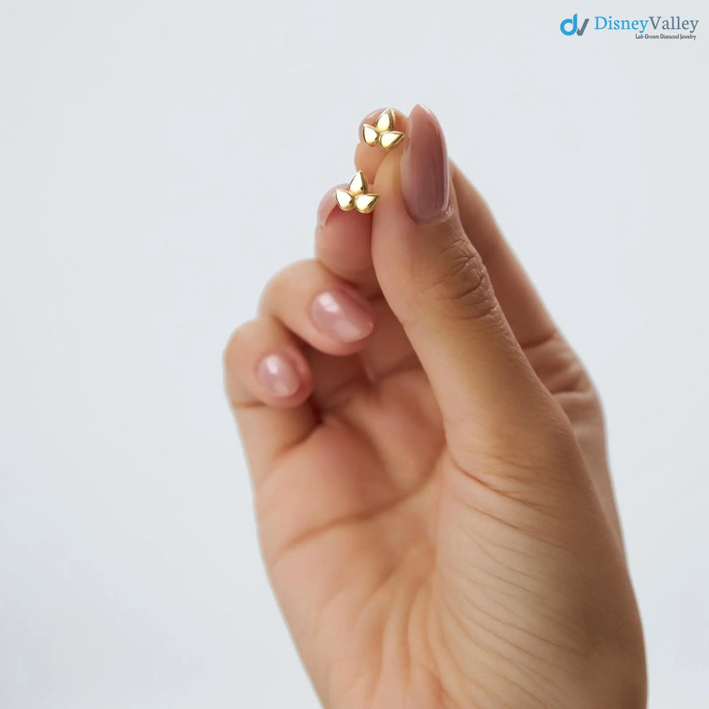 Gold Triple Teardrop Stud Minimalist Trio Dainty Petal Stud Earrings - DisneyValley