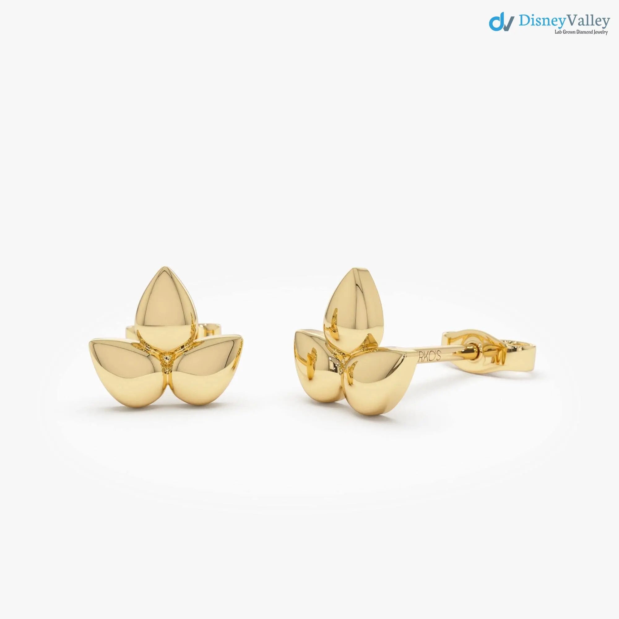 Gold Triple Teardrop Stud Minimalist Trio Dainty Petal Stud Earrings - DisneyValley
