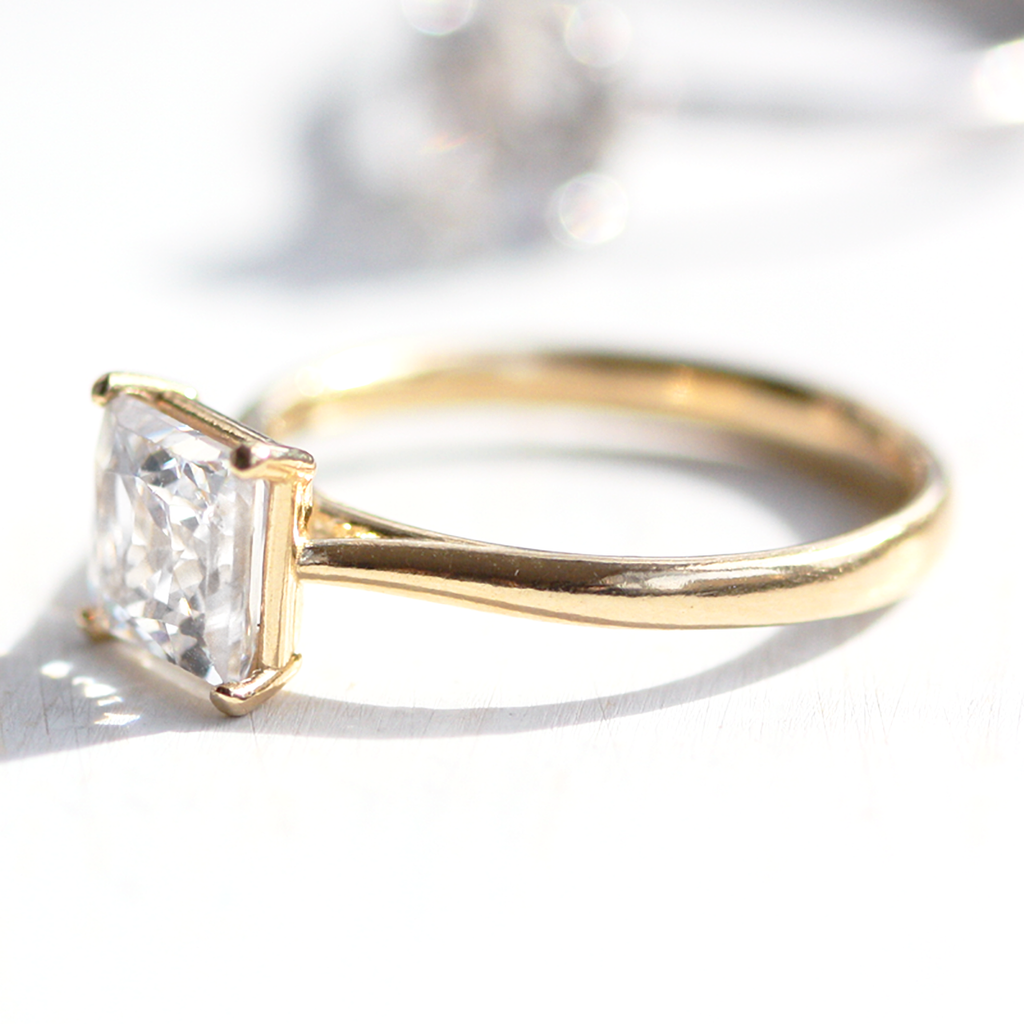1.50 CT Princess Moissanite Solitaire Engagement Ring